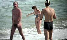 Man in trunks with sexy butt teaches how to masturbate at the beach