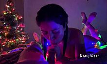 Falcon Al's Xmas POV blowjob and cum swallowing in pigtails